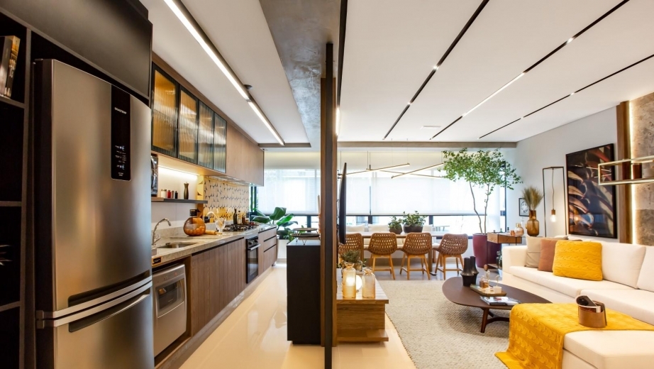 Decorado 121m² - Integração cozinha e sala